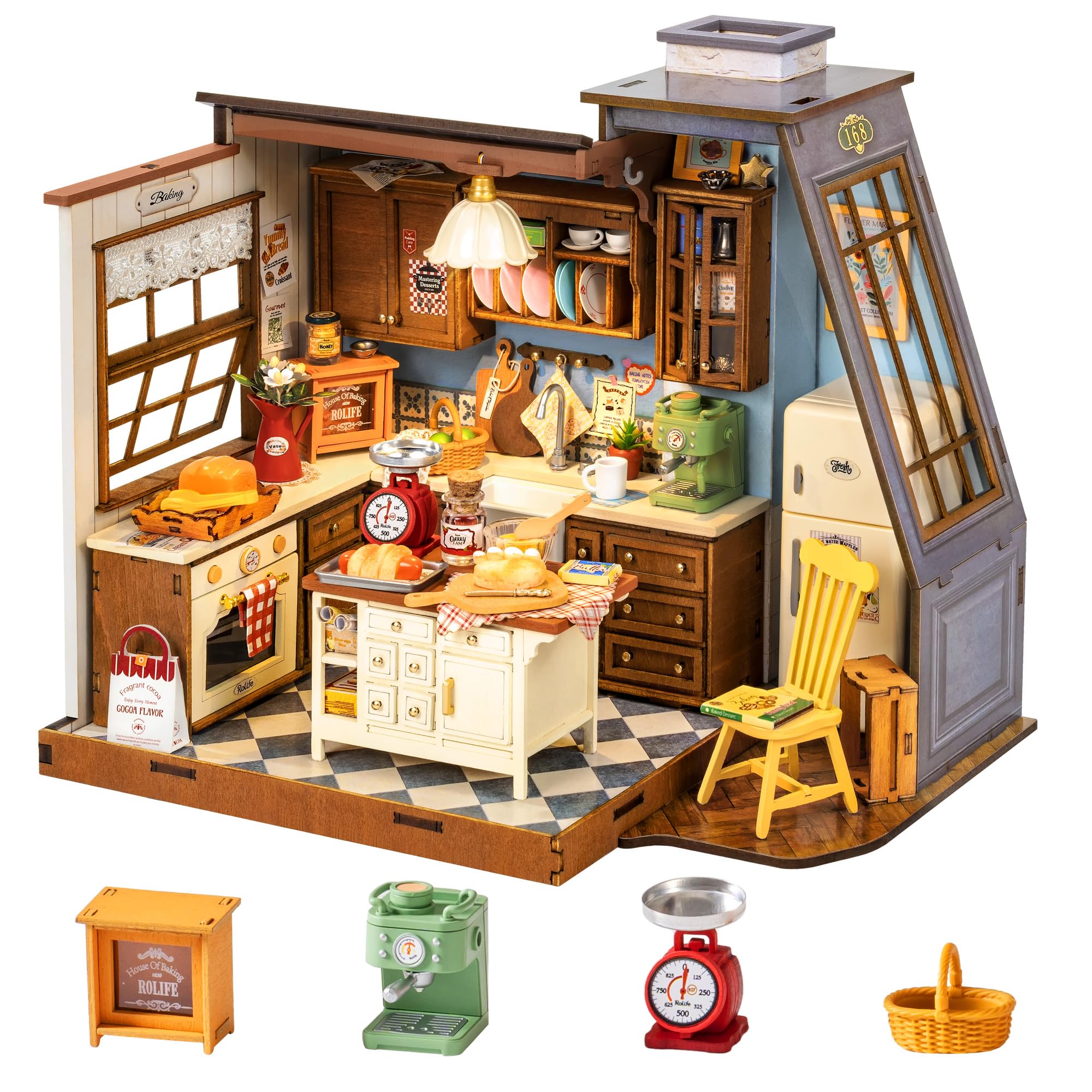 Baking Kitchen Robotime - Rolife-Kit de casa en miniatura DIY,